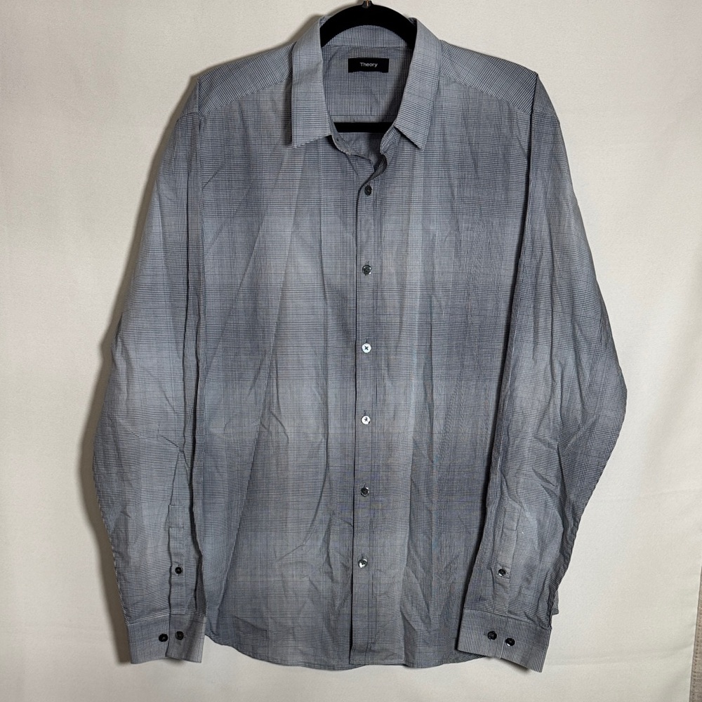 Theory Men's Blue-Gray Button-Down Shirt
